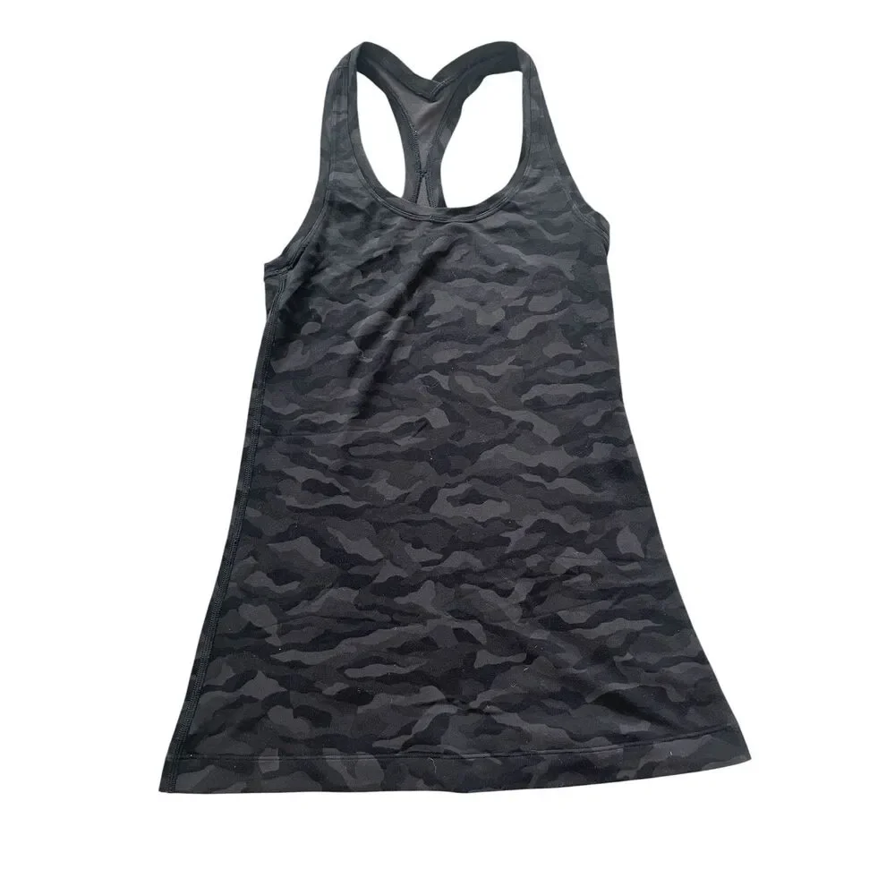 Lululemon Cool Racerback II Size 6-8 Camo Black Running Active Workout Gym